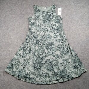 Balance Collection Dress Womens Medium Green Floral Sleeveless A-Line Stretch